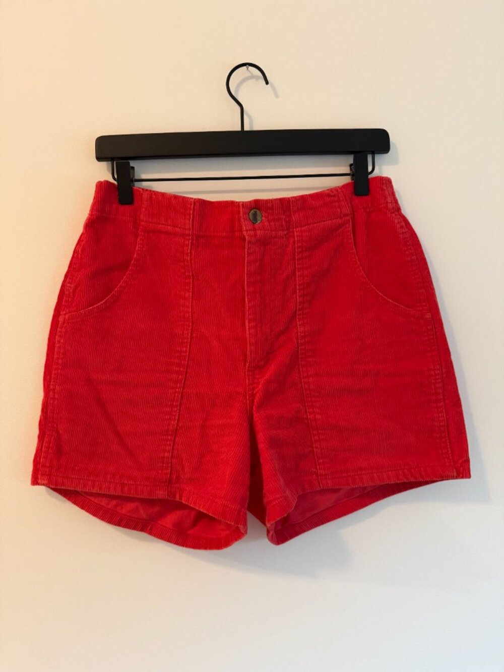 Red Corduroy 80s Shorts! Stretchy Waist!